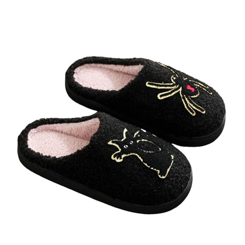Xbemkste Halloween Hausschuhe Kürbis Damen Weiche Fleece Slippers Warme Kuschelig Plüsch Hauspantoffeln Halloween Print Hausschuhe Winter Cozy Flauschige Filzpantoffeln (D, 36) von Xbemkste