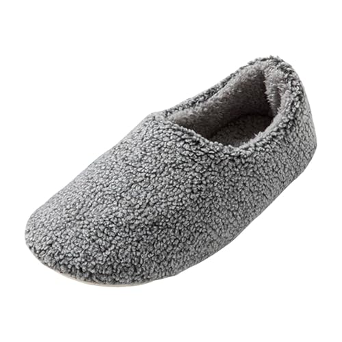 Xbemkste Hausschuhe Damen Geschlossen Warme Gemütliche Pantoffeln Winter Fuzzy Pelz Hausschuhe Gefüttert Weiches rutschfeste Filzpantoffeln Memory Foam Hausslippers Indoor Outdoor (Grey, 37.5) von Xbemkste