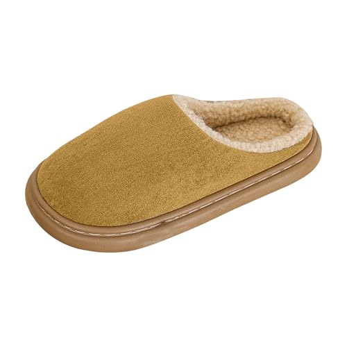 Xbemkste Hausschuhe Damen Plüsch Leichte Pantoffeln Warme Baumwolleschuhe Gemütlich Weiches Rutschfest Winterschuhe Wohnschuhe Winter Slipper für den Innenbereich (Brown, 39) von Xbemkste