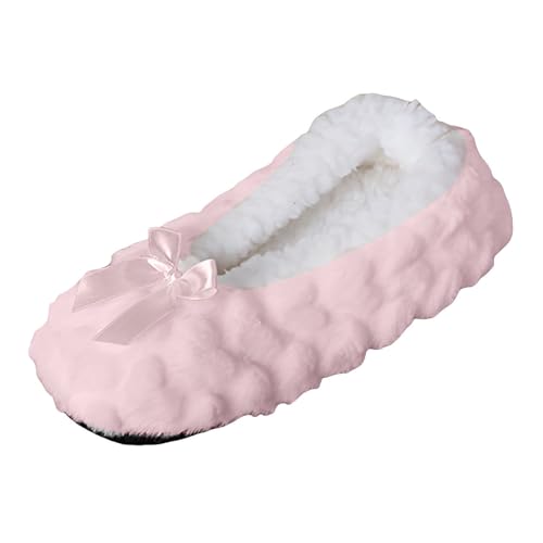 Xbemkste Hausschuhe Damen Plüsch Winter Warme Flauschige Pantoffeln Slippers Weiche Bequeme Ballerina Hausschuhe Kuschelsocken Kunstwolle Wohnschuhe Weihnacht Geschenk (42) von Xbemkste