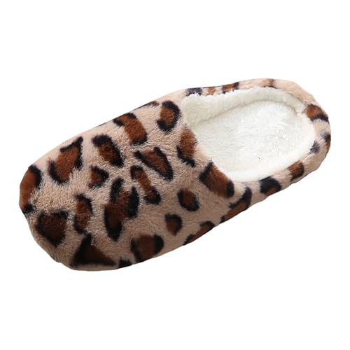 Xbemkste Hausschuhe Damen Plüsch Winter Warme Kuschelig Flauschige Pantoletten Schöne Dicke Gefütterte Weiche Slippers Rutschfeste Bequeme Wohnschuhe Winterschuhe (Coffee, 37.5) von Xbemkste