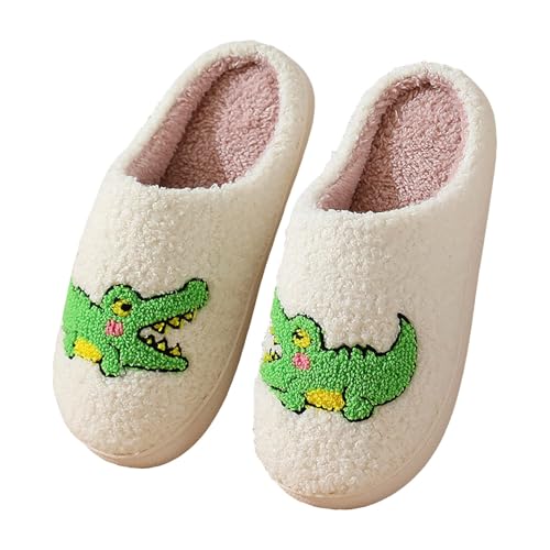 Xbemkste Hausschuhe Damen Plüsch Winter Warme Pantoffeln Flauschige Weiche Rutschfeste Slippers Hauspantoffeln Leichte Bequeme Winterschuhe Wohnschuhe Baumwolleschuhe (A, 42) von Xbemkste