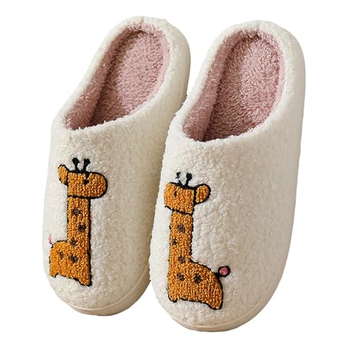 Xbemkste Hausschuhe Damen Plüsch Winter Warme Pantoffeln Flauschige Weiche Rutschfeste Slippers Hauspantoffeln Leichte Bequeme Winterschuhe Wohnschuhe Baumwolleschuhe (B, 36) von Xbemkste