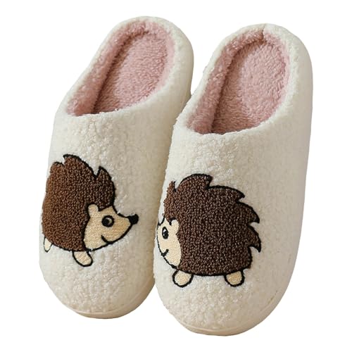 Xbemkste Hausschuhe Damen Plüsch Winter Warme Pantoffeln Flauschige Weiche Rutschfeste Slippers Hauspantoffeln Leichte Bequeme Winterschuhe Wohnschuhe Baumwolleschuhe (C, 42) von Xbemkste