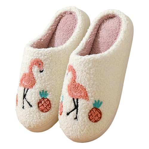 Xbemkste Hausschuhe Damen Plüsch Winter Warme Pantoffeln Flauschige Weiche Rutschfeste Slippers Hauspantoffeln Leichte Bequeme Winterschuhe Wohnschuhe Baumwolleschuhe (I, 40.5) von Xbemkste
