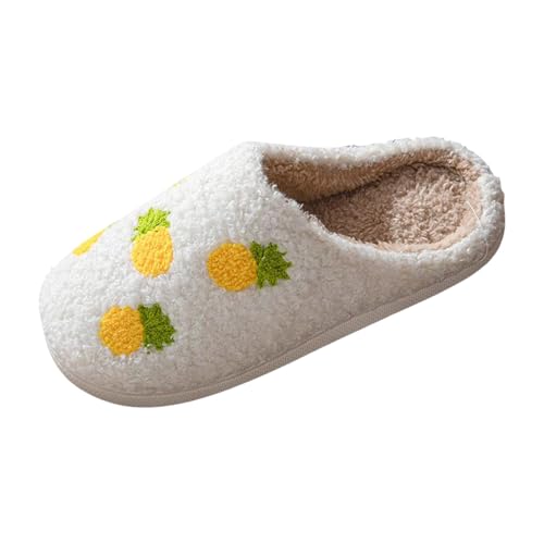 Xbemkste Hausschuhe Damen Plüsch Winter Warme Pantoffeln Gemütliche Flauschige Slippers Niedliche Weihnachten Filzpantoffeln weiche rutschfeste Hauspantoffeln Indoor (Yellow, 42) von Xbemkste