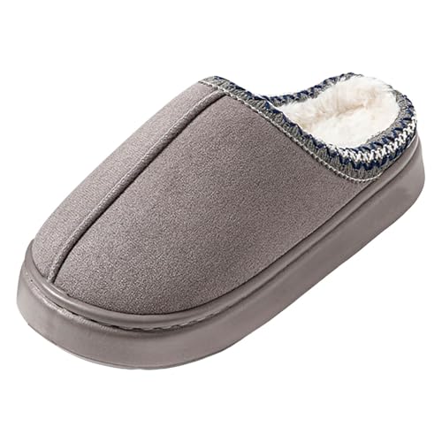 Xbemkste Hausschuhe Damen Warme Baumwolleschuhe Winter Gemütliche Plüsch Pantoffeln Memory Foam Gefütterte Flauschige Slippers Weiches Verdicken Wohnschuhe Indoor Outdoor (Grey, 38.5) von Xbemkste