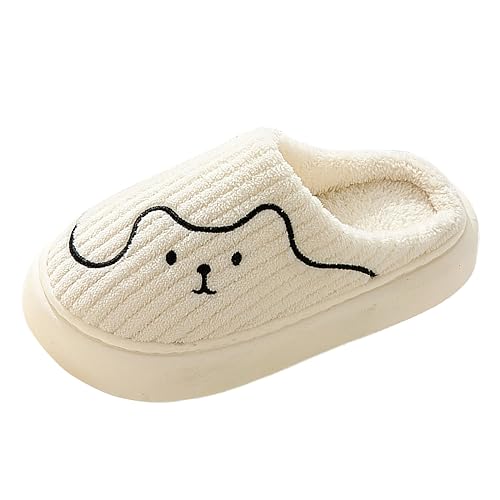 Xbemkste Hausschuhe Damen Winter Herren Plüsch Warme Pantoffeln Gemütliche Weiches Baumwollhausschuhe Memory Foam Kordsamt Niedliche Fuzzy Pelz Hausslippers Für Paare (White, 37) von Xbemkste