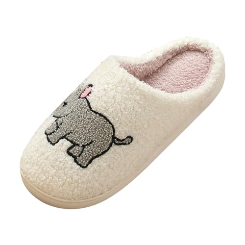 Xbemkste Hausschuhe Damen Winter Herren Slippers Warme Plüsch Pantoffeln Niedliche Cartoon Tiere Print Filzpantoffeln Flauschige Weiches Hauspantoffeln Gemütliche Schlappen (42) von Xbemkste