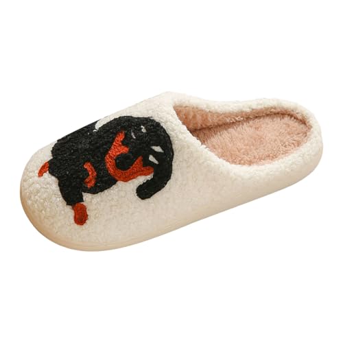 Xbemkste Hausschuhe Damen Winter Herren Slippers Warme Plüsch Pantoffeln Niedliche Cartoon Tiere Print Filzpantoffeln Flauschige Weiches Hauspantoffeln Gemütliche Schlappen (A, 37.5) von Xbemkste