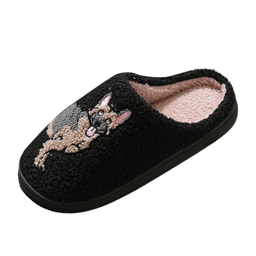 Xbemkste Hausschuhe Damen Winter Herren Slippers Warme Plüsch Pantoffeln Niedliche Cartoon Tiere Print Filzpantoffeln Flauschige Weiches Hauspantoffeln Gemütliche Schlappen (C, 37.5) von Xbemkste