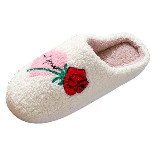 Xbemkste Hausschuhe Damen Winter Plüsch Slippers Warme Herren Pantoffeln Bequeme Flauschige Filzpantoffeln Weiches Fuzzy Pelz Hauspantoffeln Memory Foam Wohnschuhe Für Paare (37.5) von Xbemkste