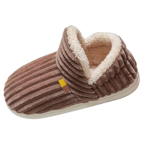 Xbemkste Hausschuhe Damen Winter Sehr Warme Herren Pantoffeln Memory Foam Kordsamt Baumwolleschuhe Bequeme Weiches Geschlossen Hausslippers Verdicken Winterschuhe Für Paare (Coffee, 42) von Xbemkste