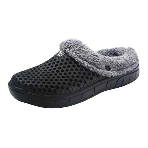 Xbemkste Hausschuhe Damen Winter Warme Clogs Plüsch Gartenschuhe Pelz Gefüttert Slipper Weiche Bequeme Pantoffeln mit Fleecefutter rutschfeste Outdoor Winterschuhe (37.5) von Xbemkste