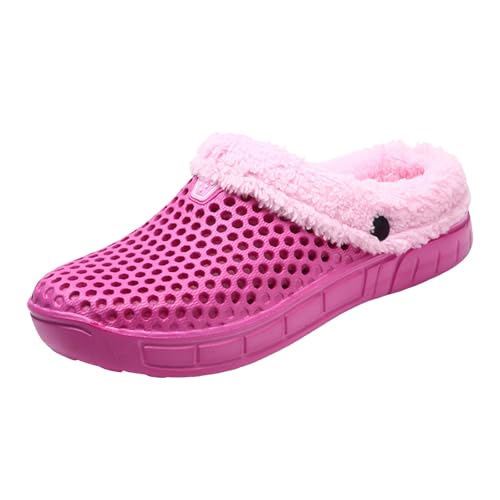 Xbemkste Hausschuhe Damen Winter Warme Clogs Plüsch Gartenschuhe Pelz Gefüttert Slipper Weiche Bequeme Pantoffeln mit Fleecefutter rutschfeste Outdoor Winterschuhe (38.5) von Xbemkste