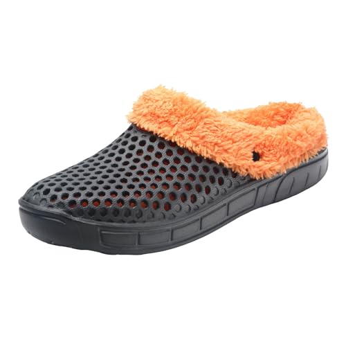 Xbemkste Hausschuhe Damen Winter Warme Clogs Plüsch Gartenschuhe Pelz Gefüttert Slipper Weiche Bequeme Pantoffeln mit Fleecefutter rutschfeste Outdoor Winterschuhe (Grey, 40.5) von Xbemkste