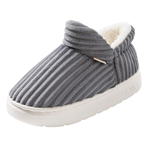 Xbemkste Hausschuhe Damen Winter Warme Herren Pantoffeln Memory Foam Kordsamt Baumwolleschuhe Geschlossen Bequeme Weiches Hauspantoffeln Verdicken Winterschuhe Outdoor/Indoor (Grey, 40.5) von Xbemkste