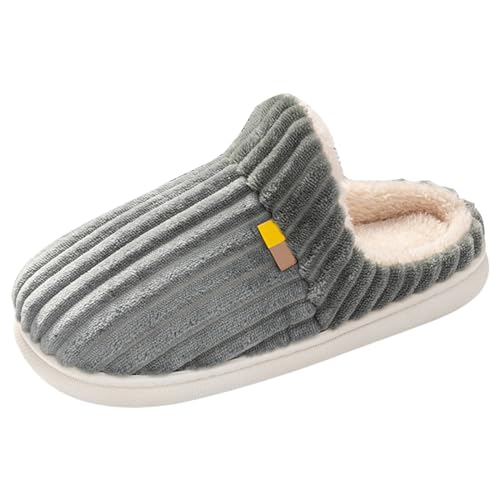 Xbemkste Hausschuhe Damen Winter Warme Herren Pantoffeln Memory Foam Kordsamt Baumwolleschuhe Offene Fersen Kuschelig Weiches Hauspantoffeln Verdicken Winterschuhe Für Paare (Grey, 42) von Xbemkste