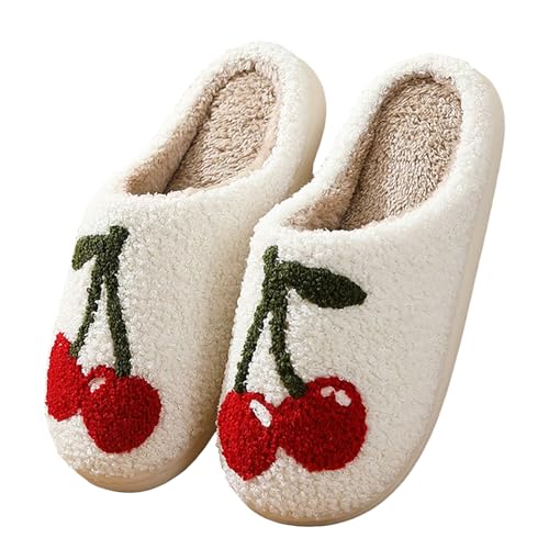Xbemkste Hausschuhe Damen Winter Warme Plüsch Pantoffeln Bequeme Flaumig Slippers Niedliche Gesicht Filzpantoffeln Fuzzy Pelz Hauspantoffeln Memory Foam Wohnschuhe Für Paare (40.5) von Xbemkste