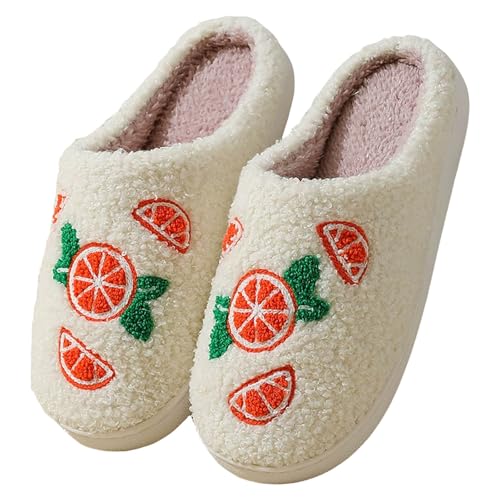 Xbemkste Hausschuhe Damen Winter Warme Plüsch Pantoffeln Bequeme Flaumig Slippers Niedliche Gesicht Filzpantoffeln Fuzzy Pelz Hauspantoffeln Memory Foam Wohnschuhe Für Paare (I, 40.5) von Xbemkste