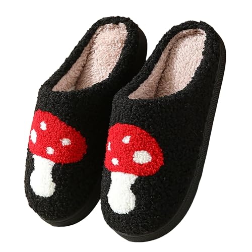 Xbemkste Hausschuhe Damen Winter Warme Plüsch Pantoffeln Bequeme Flaumig Slippers Niedliche Gesicht Filzpantoffeln Fuzzy Pelz Hauspantoffeln Memory Foam Wohnschuhe Für Paare (K, 36) von Xbemkste