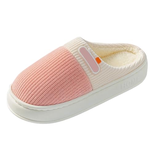Xbemkste Hausschuhe Damen Winter Warme Stricken Filzpantoffeln Kuschelig Plüsch Pantoffeln Weite Leicht Wohnschuhe Memory Foam Slide Slippers Bequem Baumwolleschuhe (37.5) von Xbemkste