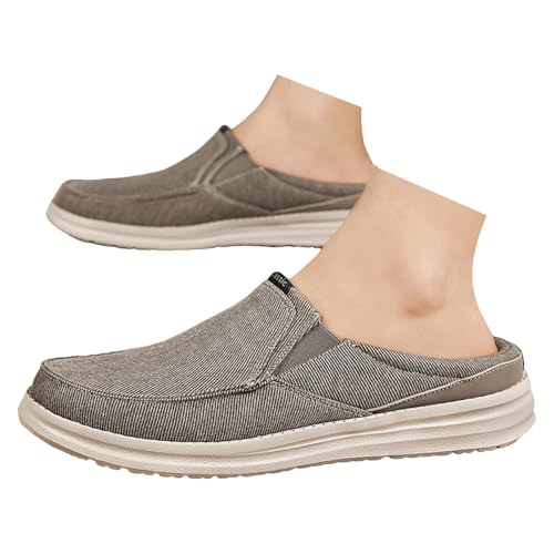 Xbemkste Herren Clogs Slip On Sabots Gartenschuhe Sommer Atmungsaktiv Gartenschuhe Leichte Halbschuhe Schlupfschuhe Flach Freizeitschuhe Bequem Pantoletten Slipper (Khaki, 38.5) von Xbemkste
