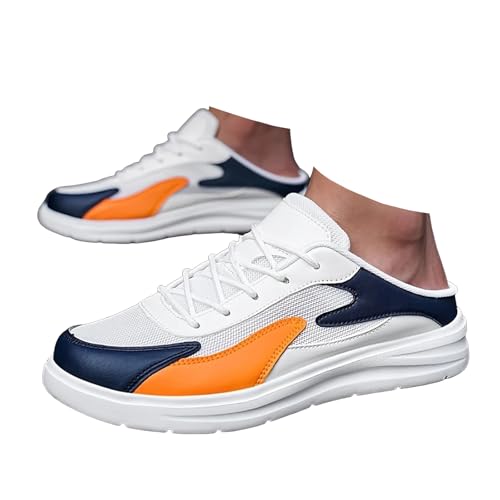 Xbemkste Herren Clogs Slip On Sneaker Sommer Atmungsaktiv Gartenschuhe Sabots Bequem Halbschuhe Schlupfschuhe Leicht Pantoletten Flach Freizeitschuhe Männer Slipper (Orange, 40) von Xbemkste
