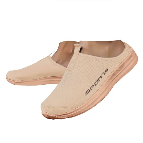 Xbemkste Herren Clogs Sneaker Slip On Sabots Atmungsaktiv Gartenschuhe Lässige Pantoletten Halbschuhe Bequem Weiche Freizeitschuhe Leicht Schlupfschuhe Slipper (Khaki, 37) von Xbemkste