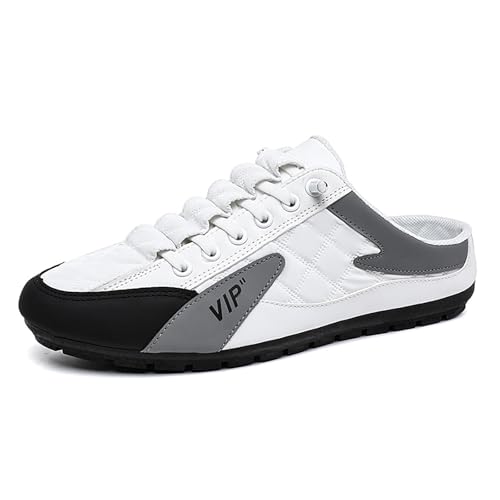 Xbemkste Herren Frühlings Fischerschuhe, Slipper Herren Slip on Schuhe Hausschuhe Sabots Gartenschuhe Pantoletten (White, 38) von Xbemkste