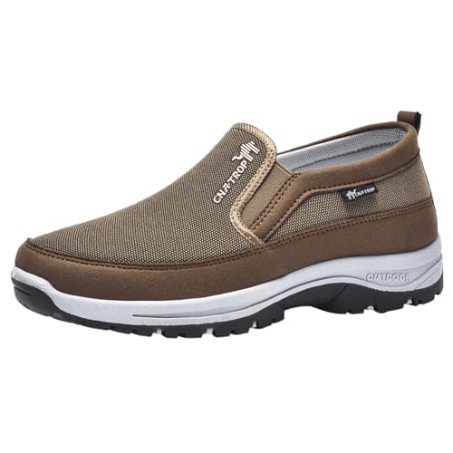 Xbemkste Herren Turnschuhe, modisches Mesh, atmungsaktiv, bequem, Flacher Boden, Dicker große Größe, lässige Sport Wanderschuhe (Brown, 43) von Xbemkste