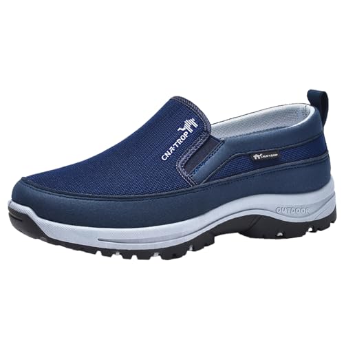 Xbemkste Herren Turnschuhe, modisches Mesh, atmungsaktiv, bequem, Flacher Boden, Dicker große Größe, lässige Sport Wanderschuhe (Dark Blue, 41) von Xbemkste