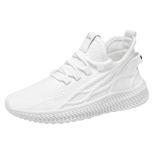 Xbemkste Laufschuhe Damen Leichte Schnürschuhe Weiche Sohle Vielseitige Casual Running Sneakers Damen Freizeitschuhe (White, 39) von Xbemkste