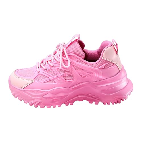 Xbemkste Laufschuhe Damen Sneaker Sportschuhe Trendige Paar Freizeitschuhe, studentische atmungsaktive Bequeme Turnschuhe, modische Papa Schuhe (40.5) von Xbemkste