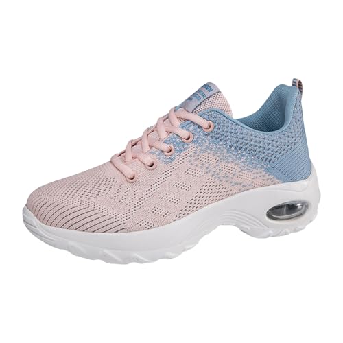 Xbemkste Laufschuhe Damen gepolsterter Sohle, leichte Tennis- Wanderschuhe Mesh, atmungsaktiv, für Fitnessstudio, die Arbeit, modische Sneakers, sportlich, Damen Sneaker extra weit (35) von Xbemkste