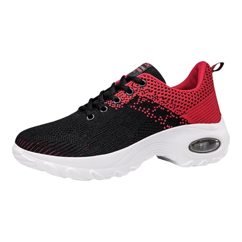 Xbemkste Laufschuhe Damen gepolsterter Sohle, leichte Tennis- Wanderschuhe Mesh, atmungsaktiv, für Fitnessstudio, die Arbeit, modische Sneakers, sportlich, Damen Sneaker extra weit (B, 38.5) von Xbemkste