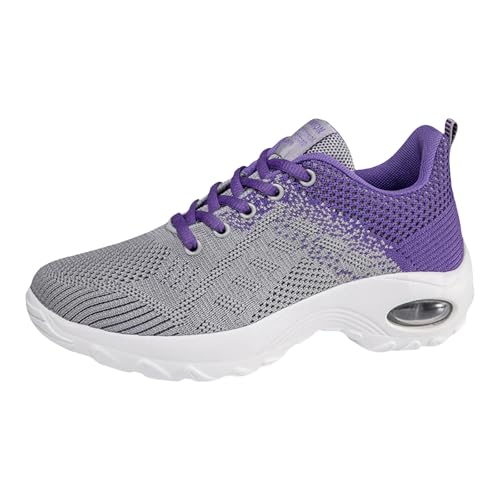 Xbemkste Laufschuhe Damen gepolsterter Sohle, leichte Tennis- Wanderschuhe Mesh, atmungsaktiv, für Fitnessstudio, die Arbeit, modische Sneakers, sportlich, Damen Sneaker extra weit (G, 37.5) von Xbemkste