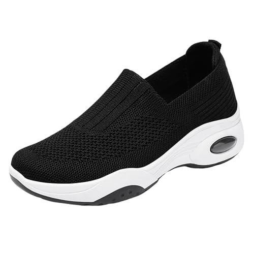 Xbemkste Laufschuhe Damen lässige, Bequeme leichte Atmungsaktive Slip On Sneakers, Flache Wanderschuhe Fitnessschuhe Sportschuhe Freizeitschuhe (36) von Xbemkste