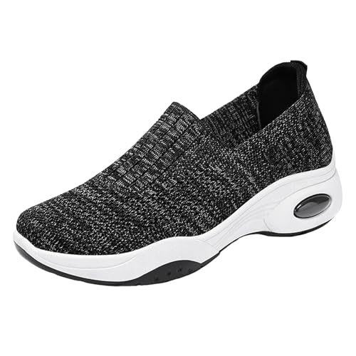 Xbemkste Laufschuhe Damen lässige, Bequeme leichte Atmungsaktive Slip On Sneakers, Flache Wanderschuhe Fitnessschuhe Sportschuhe Freizeitschuhe (Grey, 35.5) von Xbemkste