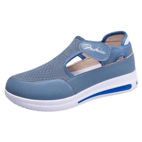 Xbemkste Laufschuhe Damen lässige, Bequeme leichte Slip On Sneakers, Flache Wanderschuhe Bequeme Schuhe Damen Luftpolster (Blue, 39) von Xbemkste
