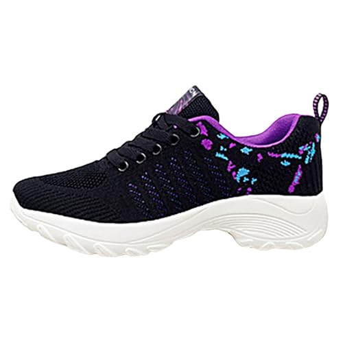 Xbemkste Laufschuhe Damen ohne schnürung Atmungsaktive Mesh Sportschuhe Damen Sneaker Turnschuhe Walkingschuhe Straßenlaufschuhe Joggingschuhe (Dark Purple, 37.5) von Xbemkste