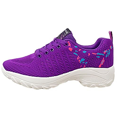Xbemkste Laufschuhe Damen ohne schnürung Atmungsaktive Mesh Sportschuhe Damen Sneaker Turnschuhe Walkingschuhe Straßenlaufschuhe Joggingschuhe (Purple, 40.5) von Xbemkste