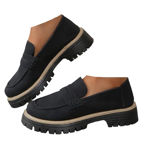 Xbemkste Loafer Damen Klassische Mokassins Slipper mit Plateau Bequeme Schlupfschuhe Slip On Freizeitschuhe Walkingschuhe Damen Business-Schuhe für Büro & Alltag (40) von Xbemkste
