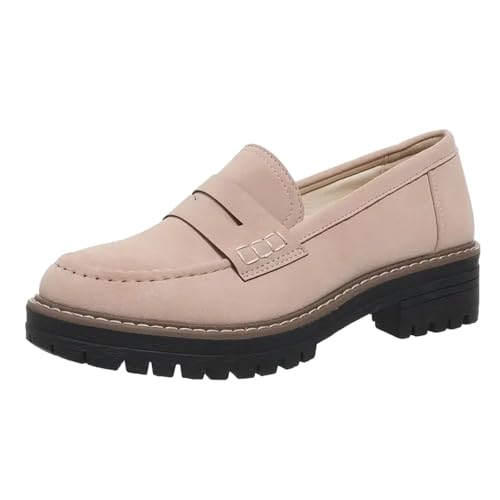 Xbemkste Loafer Damen Klassische Mokassins Slipper mit Plateau Bequeme Schlupfschuhe Slip On Freizeitschuhe Walkingschuhe Damen Business-Schuhe für Büro & Alltag (44) von Xbemkste