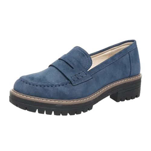 Xbemkste Loafer Damen Klassische Mokassins Slipper mit Plateau Bequeme Schlupfschuhe Slip On Freizeitschuhe Walkingschuhe Damen Business-Schuhe für Büro & Alltag (Blue, 40) von Xbemkste