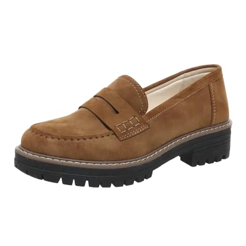 Xbemkste Loafer Damen Klassische Mokassins Slipper mit Plateau Bequeme Schlupfschuhe Slip On Freizeitschuhe Walkingschuhe Damen Business-Schuhe für Büro & Alltag (Brown, 40) von Xbemkste