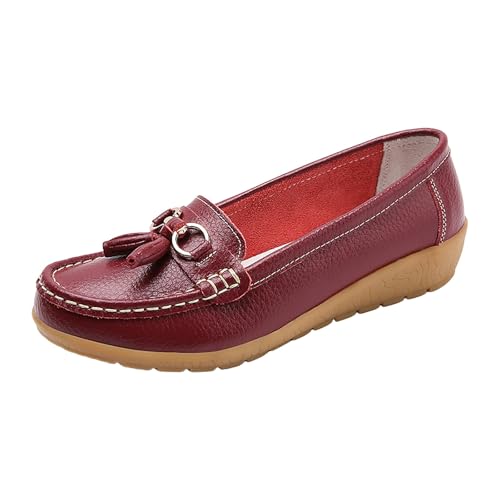 Xbemkste Mokassins Damen Slipper für Damen zum Hineinschlüpfen, Bequeme Flache Schuhe, Outdoor-Fahrschuhe Flache Schuhe für Damen zum Kleid (41) von Xbemkste