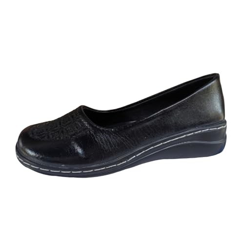 Xbemkste Mokassins Damen niedriger Absatz, Dicke Sohle, Flache Lederschuhe, Flache Einzelschuhe, weiche Sohle bequem Damen Schuhe Slip on (38.5) von Xbemkste