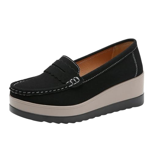 Xbemkste Mokassins für Damen, Mom-Schuhe, Keilabsatzschuhe, Lazy-Schuhe, Plateauschuhe Damen-Walkingschuhe (37.5) von Xbemkste