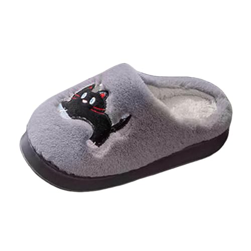 Xbemkste Plüsch Hausschuhe Damen Baumwolle Warme Drinnen Pantoffeln Funny Print Weicher Gemütlich Flauschige Plüschschuhe Verdicken Wärmende Schlappen Warm Hauspantoffeln (Grey, 42) von Xbemkste